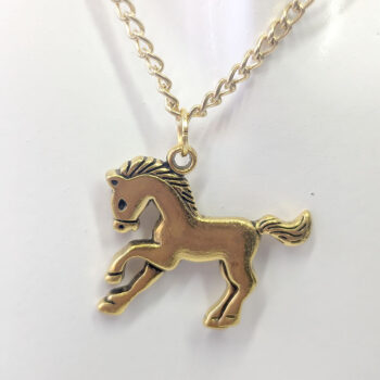 Antique Gold Running Horse Necklace