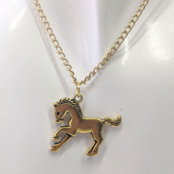 Antique Gold Running Horse Necklace - Image 3