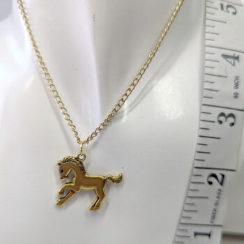 Antique Gold Running Horse Necklace - Image 2