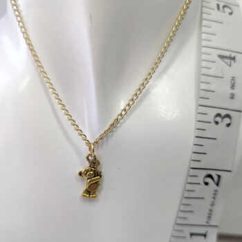 Antique Gold Cute Bear with Flower Necklace - Image 2