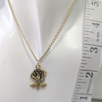 Antique Gold Medium Rose Necklace - Image 3