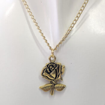 Antique Gold Medium Rose Necklace - Image 2