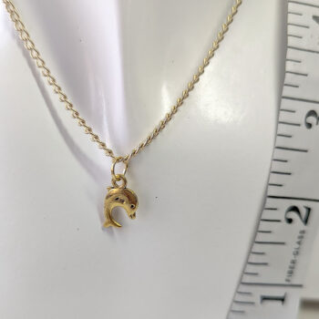 Antique Gold Small Jumping Dolphin Necklace - Image 4