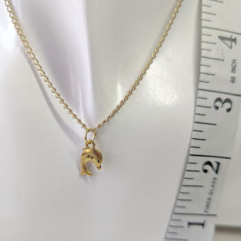 Antique Gold Small Jumping Dolphin Necklace - Image 3