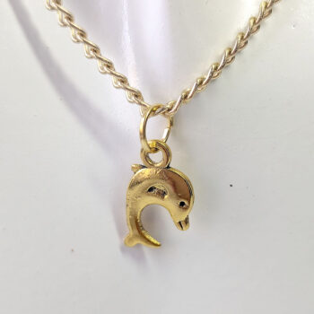 Antique Gold Small Jumping Dolphin Necklace