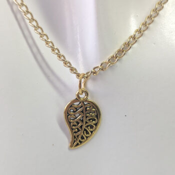 Small Curved Hollow Leaf Pendant Antique Gold