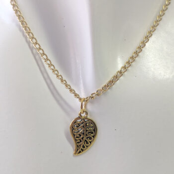 Small Curved Hollow Leaf Pendant Antique Gold - Image 3