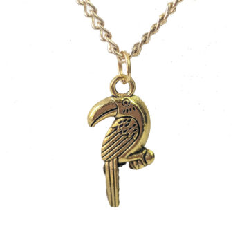 Antique Gold Toucan Bird Necklace