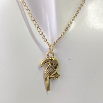 Antique Gold Toucan Bird Necklace - Image 2