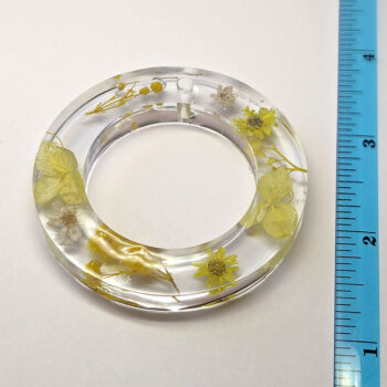 Real Dried Yellow Flowers Large Hollow Round Resin Pendant - Image 2