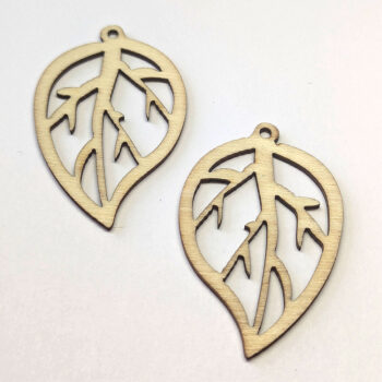 Hollow Leaf Laser Cut Natural Wood Pendant