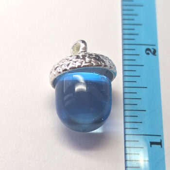 Silver Acorn Cap With Clear Blue Marble Resin Charm - Image 2