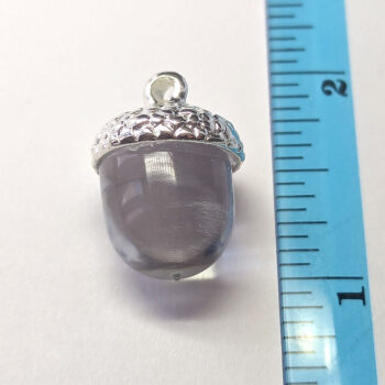 Silver Acorn Cap With Clear Resin Charm - Image 2