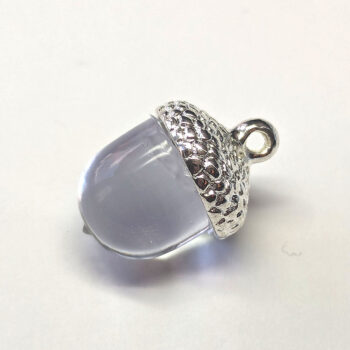 Silver Acorn Cap With Clear Resin Charm