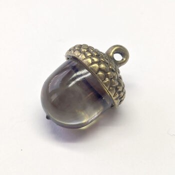 Antique Bronze Acorn Cap With Clear Brown Resin Charm