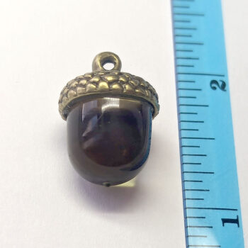 Antique Bronze Acorn Cap With Clear Brown Resin Charm - Image 2