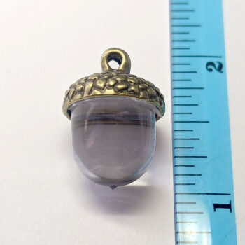 Antique Bronze Acorn Cap With Clear Resin Charm - Image 2