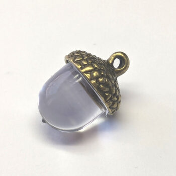 Antique Bronze Acorn Cap With Clear Resin Charm