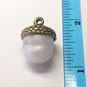 Antique Bronze Acorn Cap With Pearl White Marble Resin Charm - Image 2