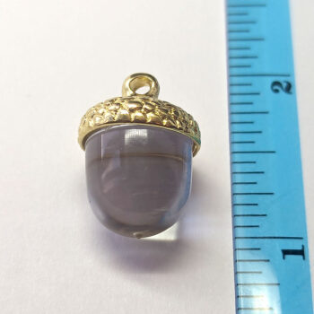 Gold Acorn Cap With Clear Resin Charm - Image 2