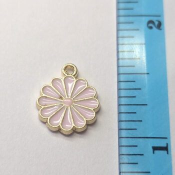 Pink Multi Petal Flower Enamel Charm Gold - Image 2