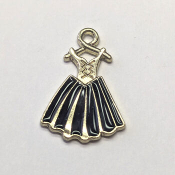 Frilly Black Dress Enamel Charm Gold