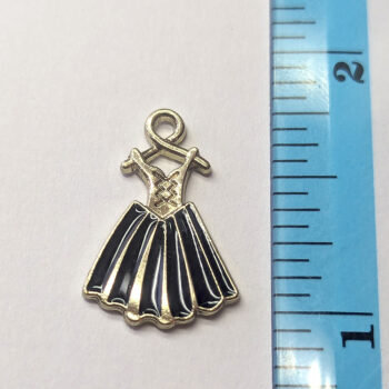 Frilly Black Dress Enamel Charm Gold - Image 2