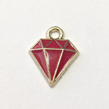 Red Diamond Enamel Charm Gold