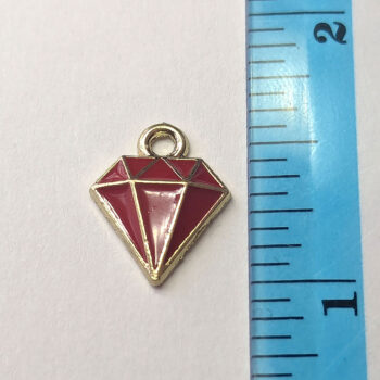 Red Diamond Enamel Charm Gold - Image 2