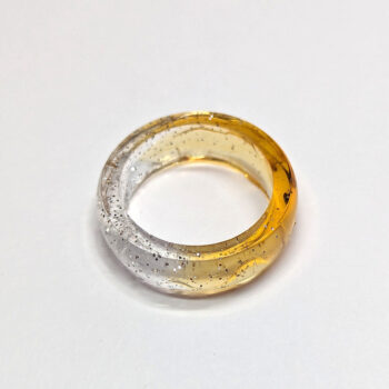 Clear Glitter Golden Transparent Two Tone Resin Ring