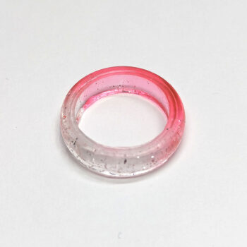 Clear Glitter Salmon Transparent Two Tone Resin Ring