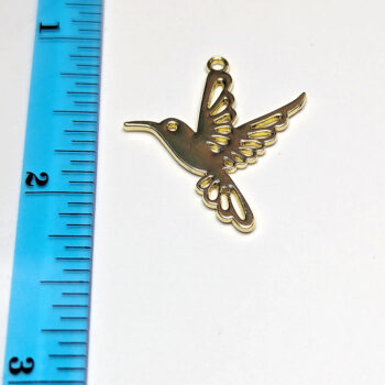 Flying Hummingbird Bird Pendant Gold - Image 2