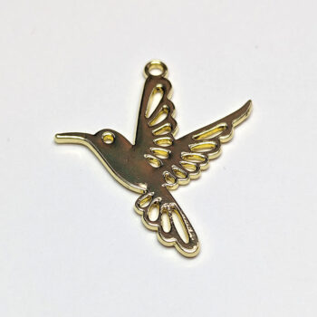 Flying Hummingbird Bird Pendant Gold