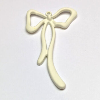 White Color Coated Long Bow Pendant