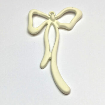 White Color Coated Long Bow Pendant - Image 3