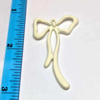 White Color Coated Long Bow Pendant - Image 2