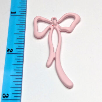 Pink Color Coated Long Bow Pendant - Image 2