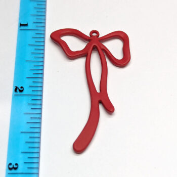 Red Color Coated Long Bow Pendant - Image 2