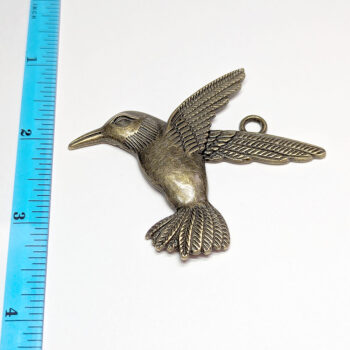 Large Hummingbird Bird Pendant Antique Bronze - Image 2