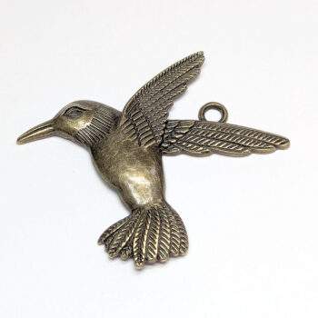 Large Hummingbird Bird Pendant Antique Bronze