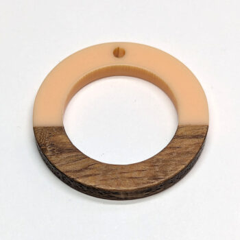 Peach Hollow Circle Round Hoop Resin Geometric Wood Pendant