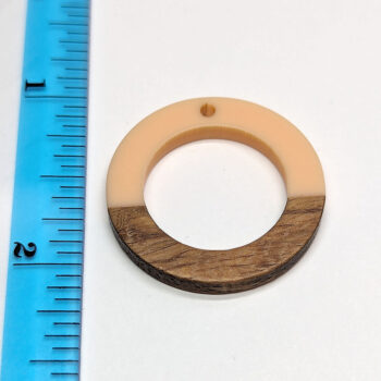 Peach Hollow Circle Round Hoop Resin Geometric Wood Pendant - Image 2