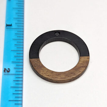 Black Hollow Circle Round Hoop Resin Geometric Wood Pendant - Image 3