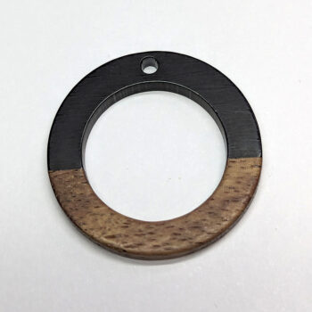 Black Hollow Circle Round Hoop Resin Geometric Wood Pendant