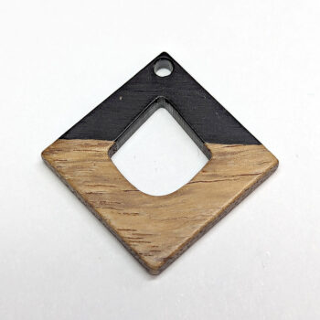 Black Diamond Resin Geometric Wood Pendant