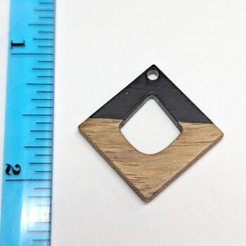 Black Diamond Resin Geometric Wood Pendant - Image 2