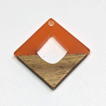 Orange Diamond Resin Geometric Wood Pendant