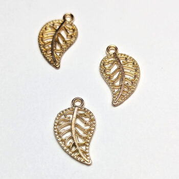 Small Hollow Leaf Charm KC Gold