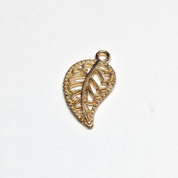 Small Hollow Leaf Charm KC Gold - Image 3