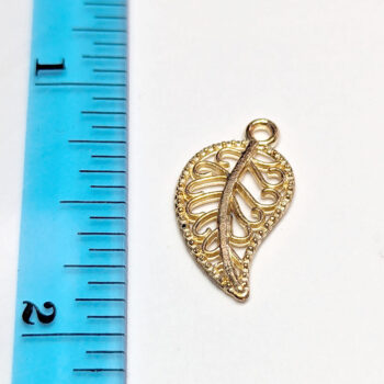 Small Hollow Leaf Charm KC Gold - Image 2